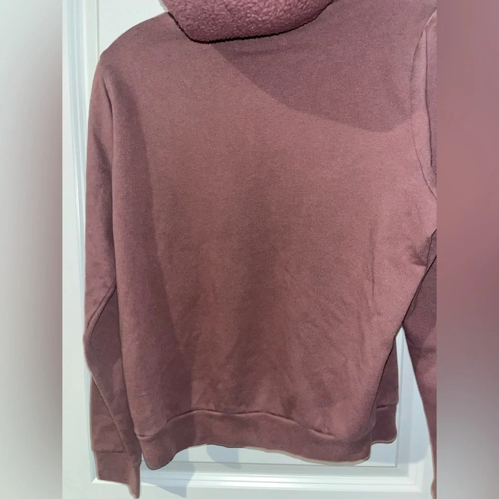 Victorias Secret Pink Medium Rose Pink Hoodie Sweatshirt Glitter Font Sherpa Top - Picture 10 of 16